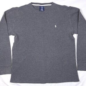 Polo Ralph Lauren Men's Charcoal Gray Thermal Waffle Sleepwear Long Sleeve Shirt